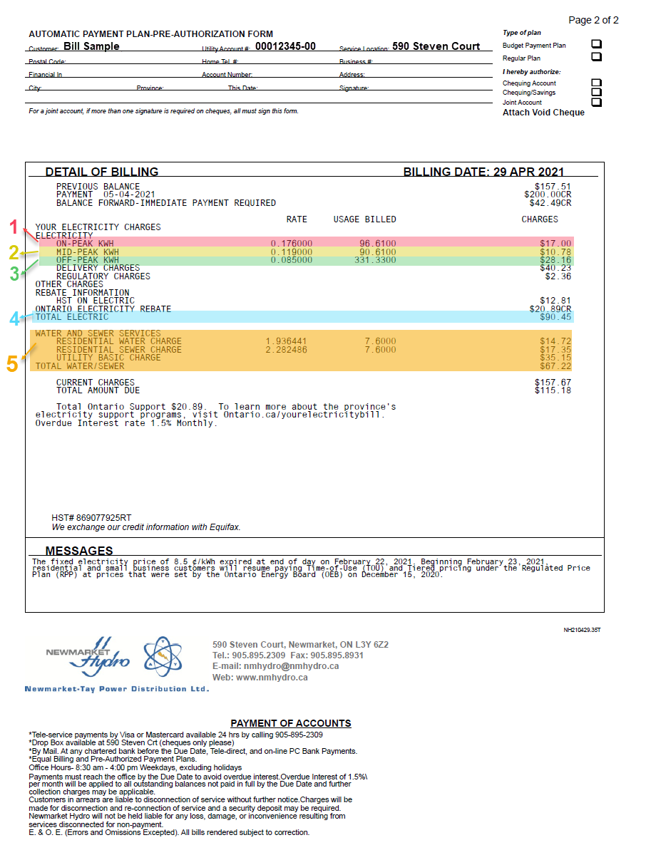 Newmarket-Tay Electric Water Bill Page 2
