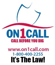 One Call logo with shovel digging into the ground